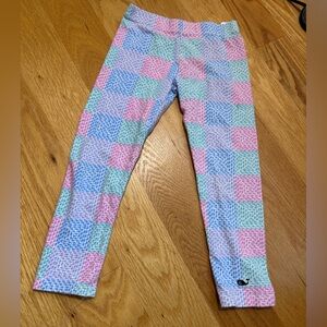 Girls Pastel Check Leggings - Vineyard Vines Logo